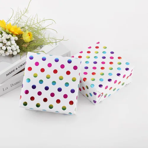 Miniatura 4 de Miss DuiDui Rollo de papel de regalo de puntos, 17 x 315 pulgadas, papel de regalo con diseño de puntos de aluminio coloridos para fiestas