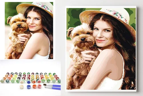 GVS-ART Pintura personalizada por números con marco para adultos, lienzo enmarcado y estirado, pintura acrílica personalizada, lienzo personalizado,