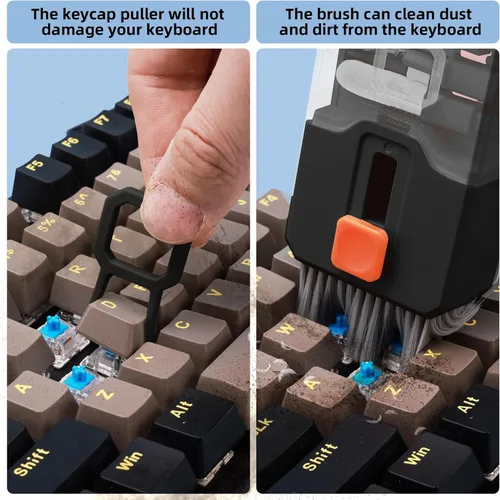 Miniatura 2 de Ordilend Kit de limpieza de teclado, limpiador de laptop, kit de limpieza de cámara de computadora todo en uno, herramienta de cepillo, limpiador