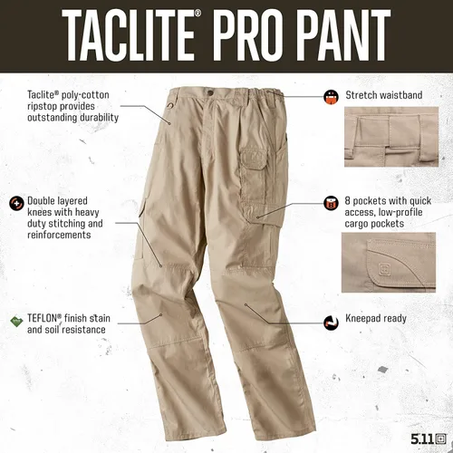 Miniatura 6 de 5.11 Taclite Pro - Pantalones tácticos para hombre, ligeros y de alto rendimiento, con bolsillos tipo cargo y pretina elástica, estilo 74273