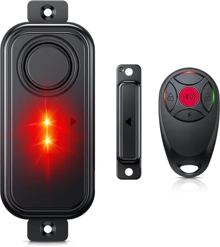 Alarma de puerta con control remoto y luz de advertencia, alarma inalámbrica de puerta de piscina de 108 dB para seguridad de los niños, sensor de
