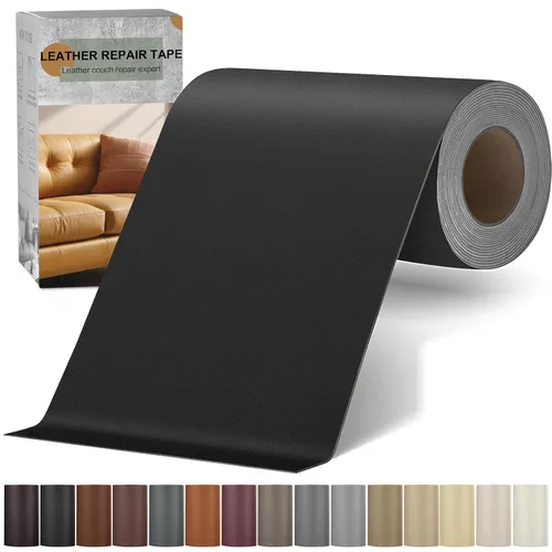 Parche de reparación de cuero autoadhesivo, kit de reparación de cuero de vinilo de 4 x 63 pulgadas para muebles, cinta de reparación de cuero para