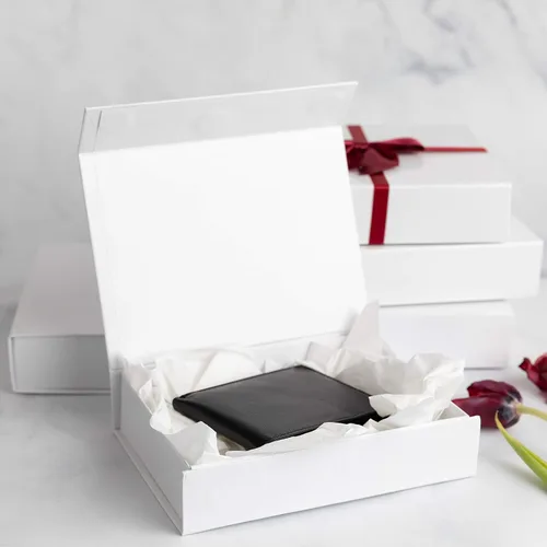 Miniatura 7 de Purple Q Crafts Caja de regalo dura blanca con tapa de cierre magnético, cajas pequeñas rectangulares de 7 x 5 x 1.6 pulgadas, para regalos