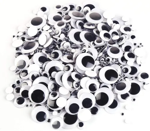 Miniatura 9 de DECORA 1000 piezas redondas de plástico negro Googly Wiggle Eyes, autoadhesivas, amplia variedad de tamaños