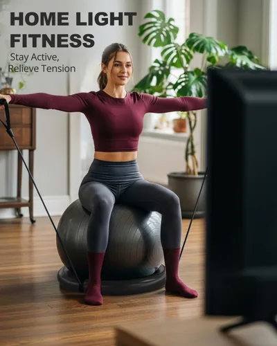 Miniatura 4 de Trideer Exercise Ball Chair with Base & Resistance Bands for Home Gym, Stability Ball Seat for Core Workout and Back Support