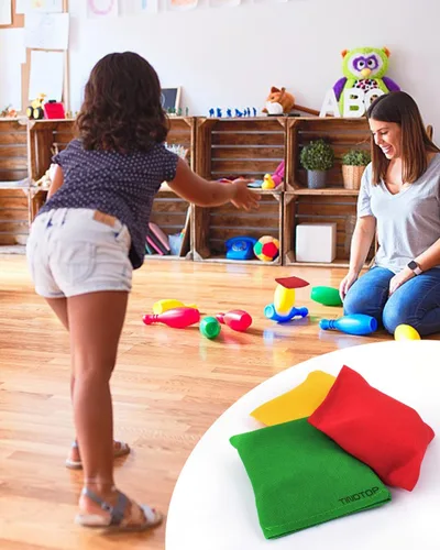 Miniatura 6 de TINDTOP Puf para lanzar (3.9 x 3.9 pulgadas, 3.5 onzas), 12 unidades de Cornhole al aire libre, juegos de lona coloridos, bolsas de frijoles