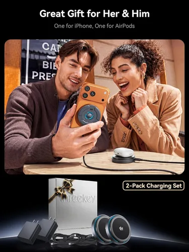 Miniatura 9 de THREEKEY Para cargador MagSafe, paquete de 2 almohadillas de carga rápida Qi2 de 25 W con ventilador de enfriamiento, cargador inalámbrico magnético