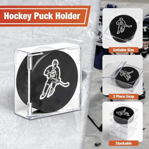 Miniatura 4 de Soporte para discos de hockey de 12 unidades – vitrinas cuadradas de disco de hockey en forma de cubo, soporte de disco de hockey transparente de 2
