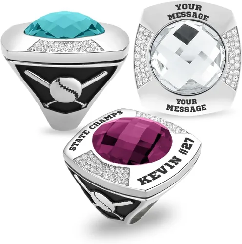 Miniatura 10 de Anillo de campeonato de acero inoxidable con texto y color personalizados - Trofeo, fútbol americano, béisbol, baloncesto, deportes electrónicos