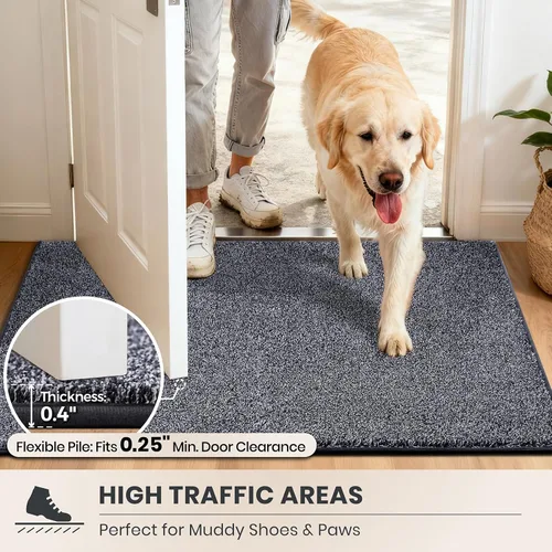 Miniatura 6 de PURRUGS Tapete para puerta con atrapamiento de suciedad, 20 x 31.5 pulgadas, antideslizante, lavable a máquina, tapete para puerta de perro, tapete