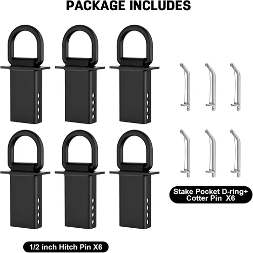 Miniatura 8 de Anillos D de amarre de bolsillo de estaca de 5/8 pulgadas, anillos D de remolque resistentes con pasador antipérdida, anillos en D ajustables