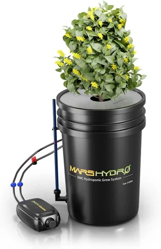 Sistema de Cultivo Hidropónico Mars Hydro DWC de 5 Galones, Sistema de Goteo Recirculante de Cultura de Agua Profunda con Bomba de Aire, 1 Cubo y