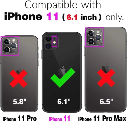 Miniatura 2 de Asuwish Funda de teléfono para iPhone 11 6.1 con correa cruzada para muñeca, soporte para tarjetas de crédito, accesorios de celda de cuero