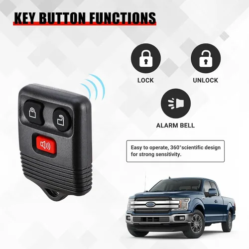 Miniatura 4 de Llavero para Ford F150 F250 F350 1998-2014, llave remota de automóvil de 3 botones sin llave, PN # CWTWB1U212, fácil programación y diseño duradero