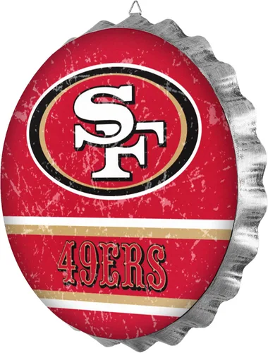 Miniatura 2 de NFL Team Logo Distressed Metal Hanging Wall Bottle Cap Sign