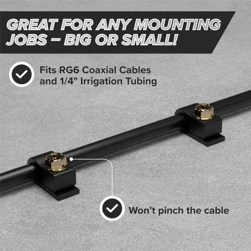 Miniatura 2 de THE CIMPLE CO Clips de cable individuales con tornillos, abrazaderas de cable coaxial de 1/4 de pulgada para exteriores, gestión de cables