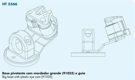 Miniatura 2 de Nautos # HT 5566 - Base giratoria de hoja principal con leva de aluminio (91035) y brazo de acero inoxidable - Brazo largo