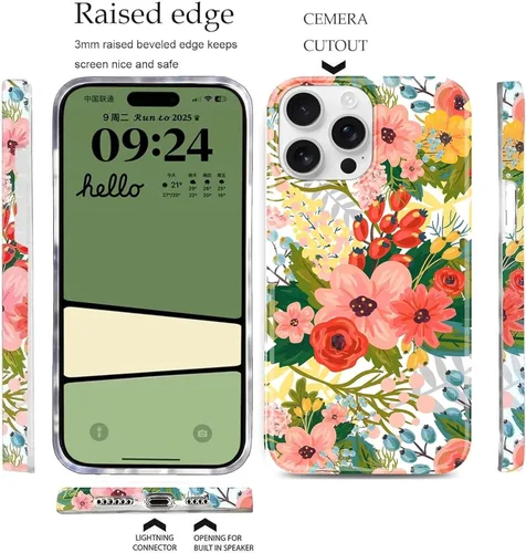 Miniatura 6 de J.west Funda para iPhone 14 Pro Max de 6.7 pulgadas, diseño moderno de ramo de flores botánicas con estampado de flores botánicas de jardín
