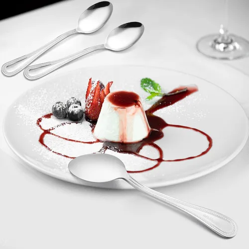 Miniatura 7 de E-far Juego de 12 cucharaditas de acero inoxidable con borde perlado de 6.7 pulgadas, cucharas de té de postre pequeñas para el hogar, cocina