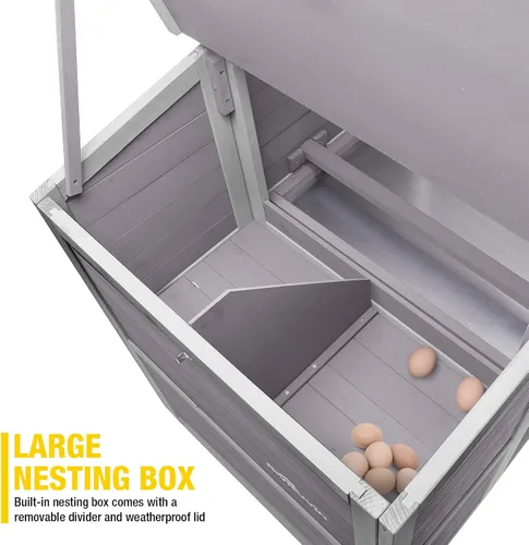 Miniatura 4 de Aivituvin Jaula grande de madera para aves de corral de 78 pulgadas, gallinero con rampas, carrera, caja anidable (gris)