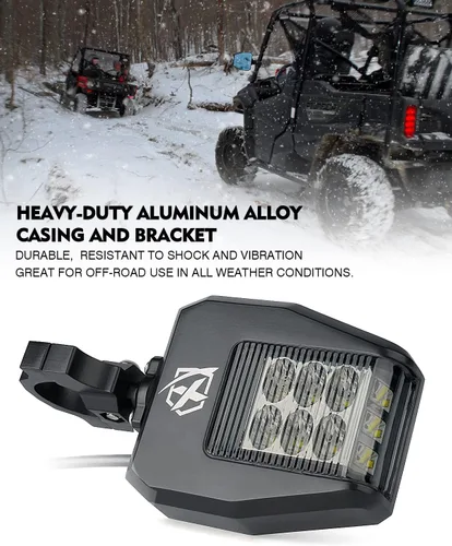 Miniatura 5 de Xprite Espejos retrovisores laterales de UTV de aluminio compatibles con todas las jaulas de barra antivuelco de 1.6-2 pulgadas, espejos azules