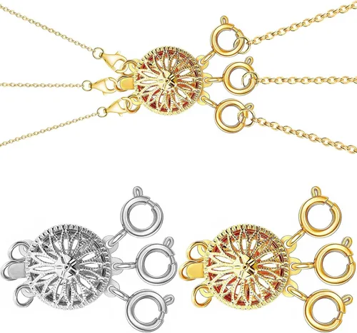Dailyacc Cierre de collar en capas para mujer, cierre de joyería deslizante de plata y oro de 14 quilates, conectores de pulsera