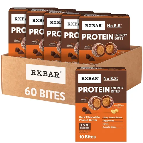 RXBAR Bocaditos energéticos proteicos, aperitivos energéticos sin gluten, aperitivos de proteínas, mantequilla de maní de chocolate negro (60