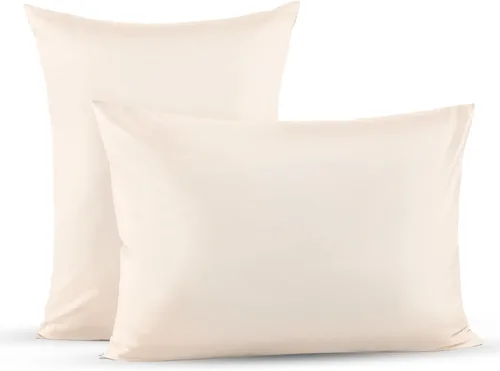 Miniatura 20 de Superity Linen Fundas de almohada de tamaño estándar, cierre de sobre, paquete de 2, 100% algodón suave y cómodo, color beige