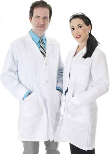 TALVANIA Abrigo de laboratorio para hombres y mujeres, de manga larga, unisex, de algodón, para laboratorio, para hombre y mujer, color blanco,
