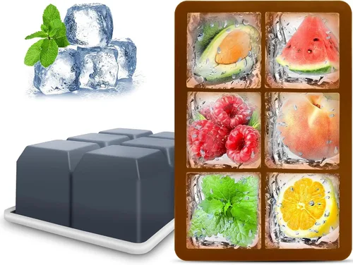 Miniatura 9 de Excnorm Bandejas de silicona para cubitos de hielo, paquete de 3, moldes de silicona para cubitos de hielo de gran tamaño con tapa extraíble a