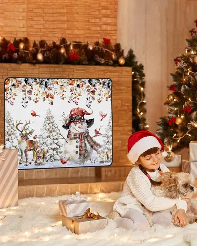 Miniatura 54 de Cubierta magnética azul para chimenea, detiene la pérdida de calor, pantalla de chimenea para interiores, bolas de gnomos de Navidad, árbol de copo