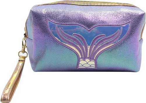 Bolsa de cosméticos holográfica, organizador de artículos de tocador de viaje, bolsa de almacenamiento de sirena, bolsas de maquillaje pequeñas para