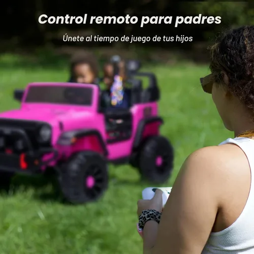 Miniatura 4 de Hikiddo - Camioneta eléctrica de 2 plazas, 12 V para niños mayores de 3 a 8 años, juguete con control remoto - Rosa intenso
