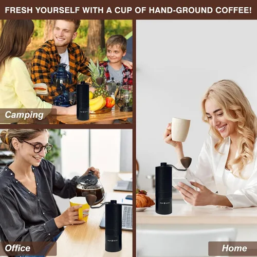 Miniatura 7 de Molinillo de café manual – Molinillo de mano cónico de acero inoxidable para expreso y prensa francesa – Ajustable y portátil