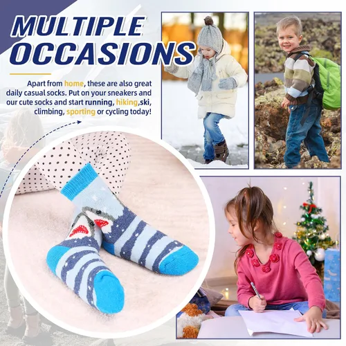 Miniatura 60 de Eocom 6 pares de calcetines de invierno cálidos de lana para niños y niñas