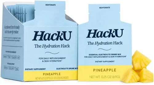 Miniatura 17 de HackU Hydration Hack - Paquetes de hidratación de electrolitos y piel – Mezcla de bebida sin azúcar, sin hinchazón con magnesio, ácido hialurónico