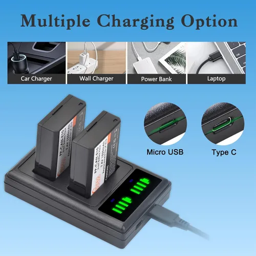 Miniatura 5 de Pickle Power LP-E10 Batería de 2 paquetes y Cargador Dual LED para Canon EOS Rebel T7 T6 T5 T3 T100, EOS 2000D, 3000D, 4000D, 1200D 1100D 1300D