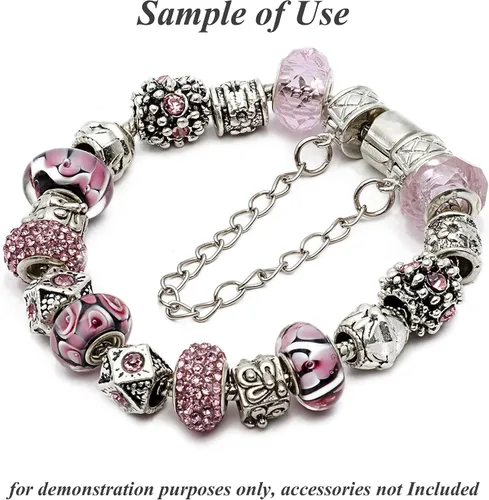 Miniatura 5 de RUBYCA Cuentas grandes de cristal checo con agujero grande para pulseras europeas (10 unidades, 0.591 in, oro y blanco)