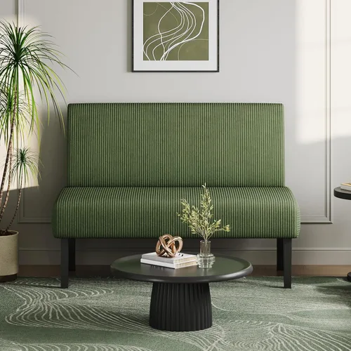 Miniatura 11 de Yaheetech Mini sofá pequeño sin brazos para dormitorio, tela de pana y fácil montaje, para espacios pequeños, sala de estar, dormitorio, oficina