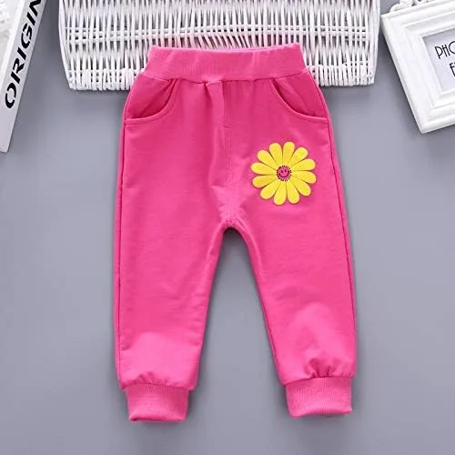 Miniatura 7 de Yao Conjunto de 3 piezas con estampado de flores para niñas pequeñas de 1 a 5 años, chaleco y pantalones