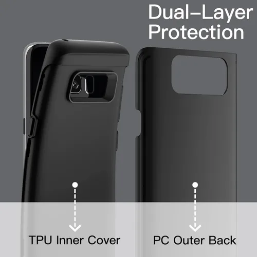 Miniatura 3 de JETech Funda a prueba de golpes para Samsung Galaxy S8, cubierta protectora de doble capa con absorción de golpes (negro)