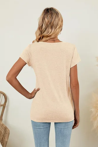 Miniatura 5 de Sherosa Camisetas para mujer, cuello en V, manga cortalarga, casuales, suaves, lisas, básicas