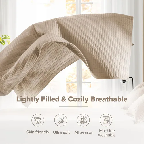 Miniatura 4 de Comfort Spaces - CS13-0933 Kienna Colcha Cobertor Cubrecama Ultra Suave Hipoalergénica para Todas las Estaciones Relleno Ligero Cosido Juego de Ropa