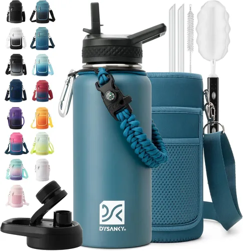 Miniatura 46 de DYSANKY Botella de agua aislada de 32 onzas, metal al vacío de acero inoxidable grueso, jarra de agua deportiva portátil para gimnasio y senderismo