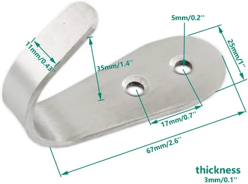 Miniatura 2 de Ganchos de acero inoxidable, ganchos de metal resistente para colgar toallas, llaves, sombreros, uso en interiores y exteriores, paquete de 8