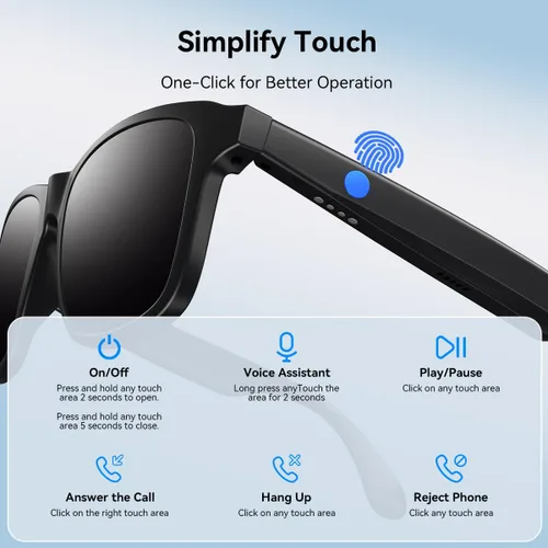 Miniatura 2 de XO Simple is Beauty Lentes de audio inteligentes para exteriores, lentes de sol Bluetooth unisex para hombres y mujeres con micrófono y altavoces