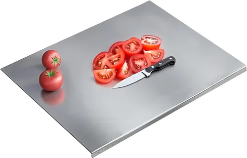 Tabla de cortar de acero inoxidable 304 - Tabla de cortar de cocina de acero inoxidable antideslizante, apta para lavavajillas, ideal para carne,