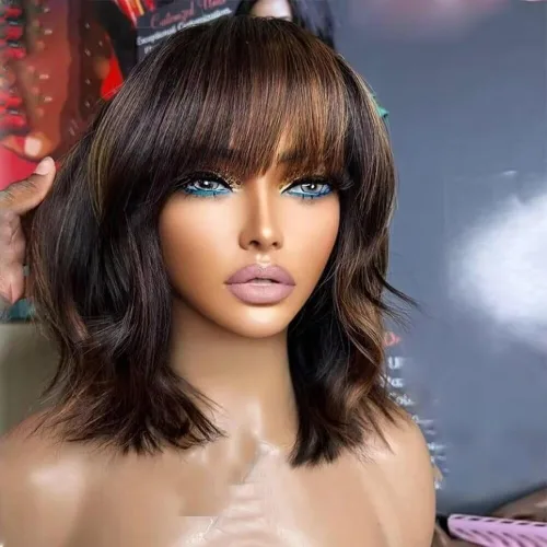 Miniatura 8 de Pelucas cortas de cabello humano rizado estilo Bob con reflejos, pelucas de encaje frontal HD de 13 x 4, pelucas de cabello brasileño con corte