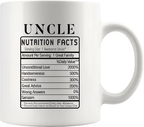 Panvola Uncle Nutrition Facts Label From sobrino Hermano Hermana Día del Padre Nuevos tíos Divertidos Familia Reunión Taza de café de cerámica 11oz
