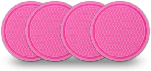 Miniatura 9 de Msyuusr 4 piezas Posavasos para automóvil, inserto antideslizante de nido de abeja de silicona, accesorios universales para automóviles para la Negro